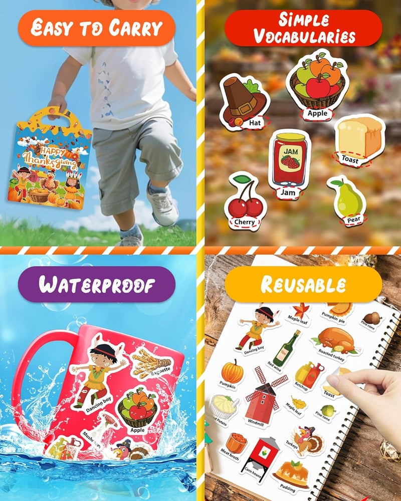Benresive Reusable Sticker Books for Toddlers, Fun Travel Stickers for Kids, Toddler Sticker Book, Crafts Activities for Toddlers, 3 and Up Birthady Gifts - Thanksgiving - Image 5